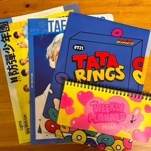 3 BTS Plastic Folders and 1 Cooky Journal